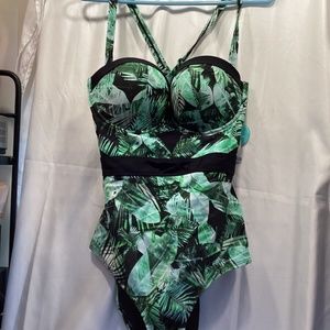 TORRID VIXEN PALM CUTOUT MESH UNDERWIRE PUSH UP ONE PIECE SWIMSUIT 4 4X 26